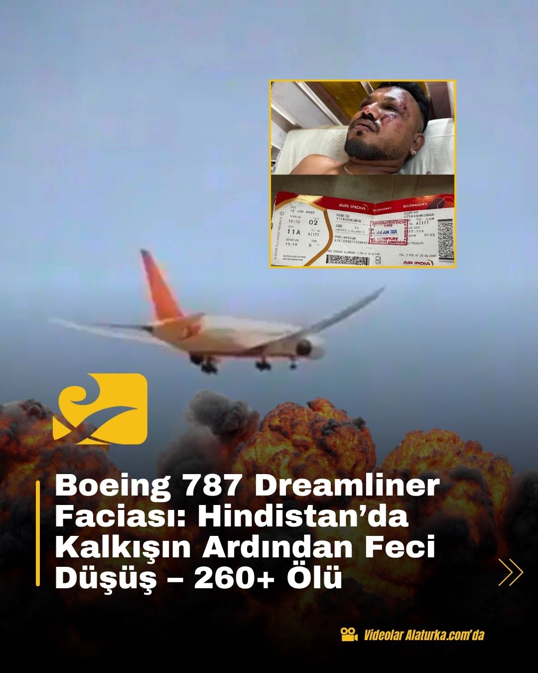 Hindistan’da düşen Boeing 787 Dreamliner’a ait enkaz alanında kurtarma çalışmaları sürüyor