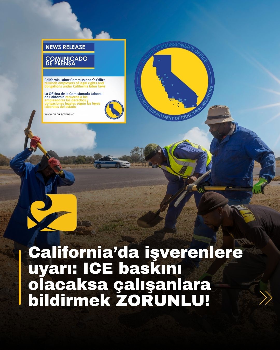 California işverenleri, ICE denetimi bildirimi aldıktan sonra 72 saat içinde çalışanlarını bilgilendirmeli