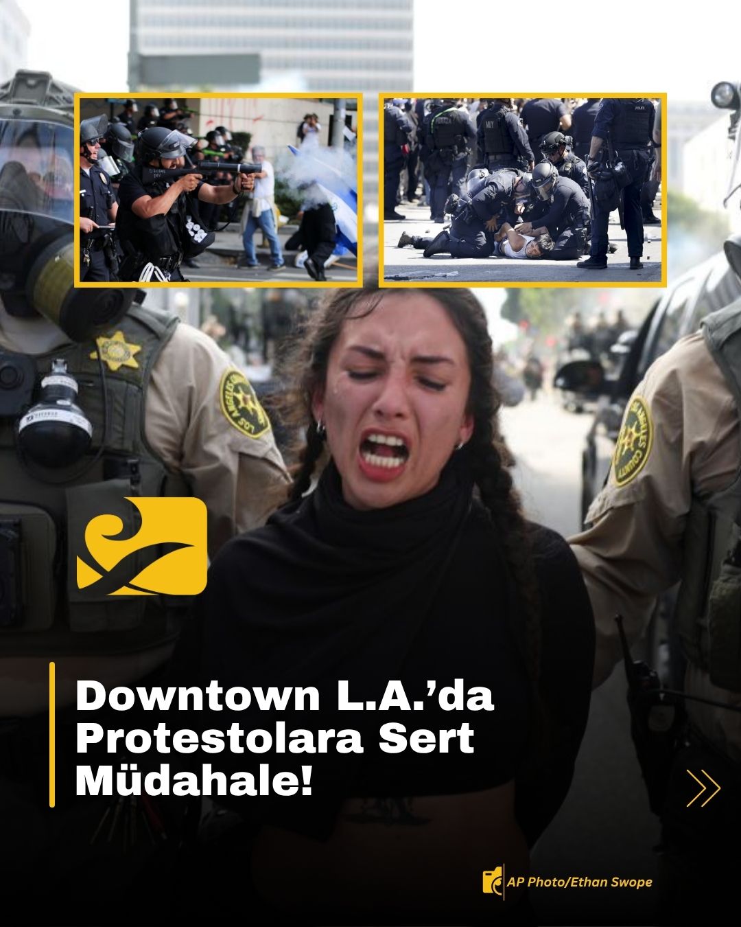 Los Angeles’ta barışçıl başlayan “No Kings” protestosuna polis biber gazı ve plastik mermiyle müdahale etti