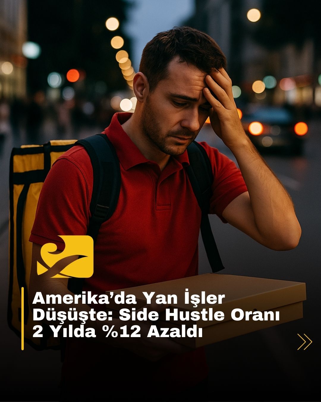 Amerika’da ikinci iş yapan kişilerin sayısının düşüşünü simgeleyen sembolik görsel