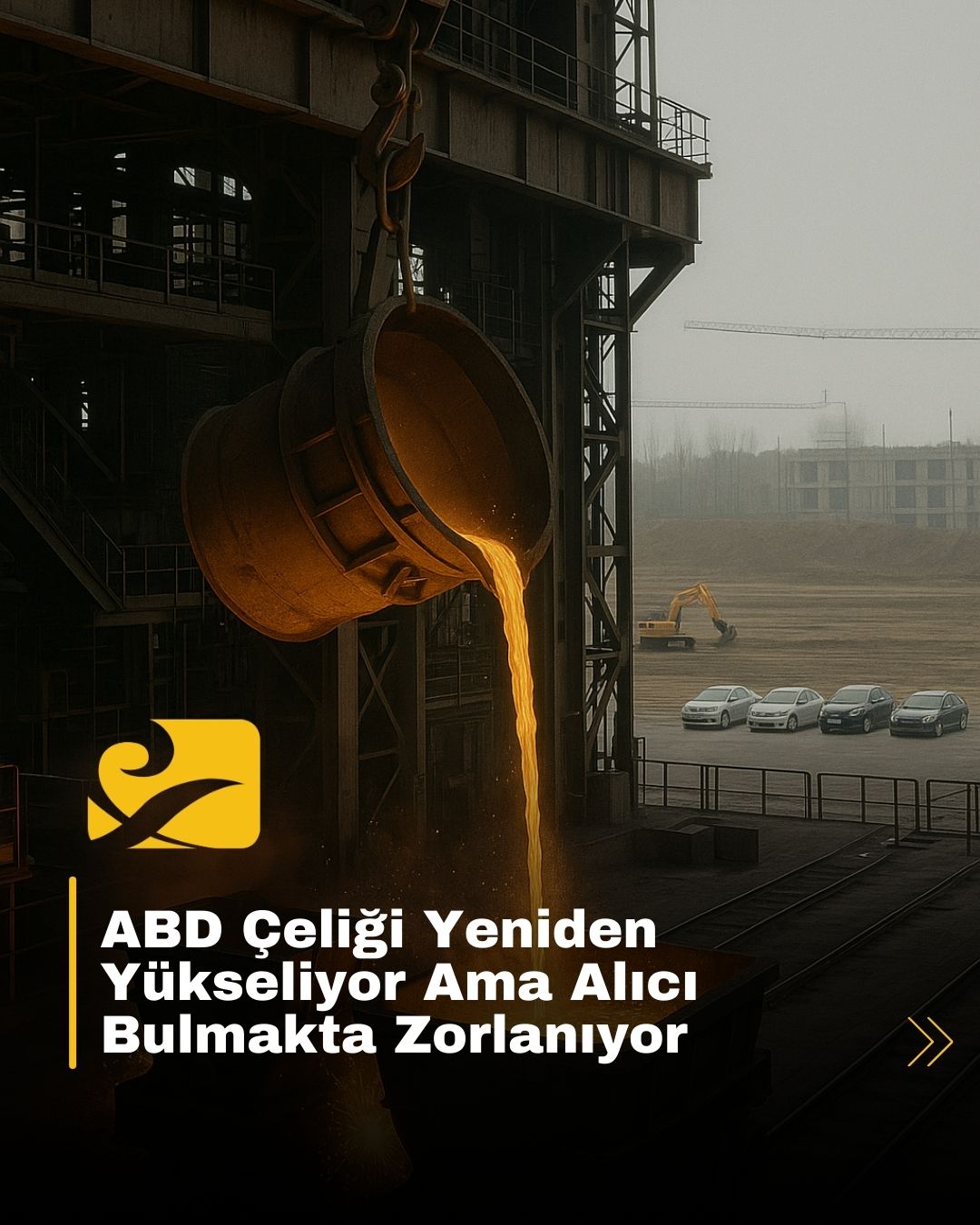 ABD çelik üretiminde artış ve boş kalan talebi simgeleyen görsel