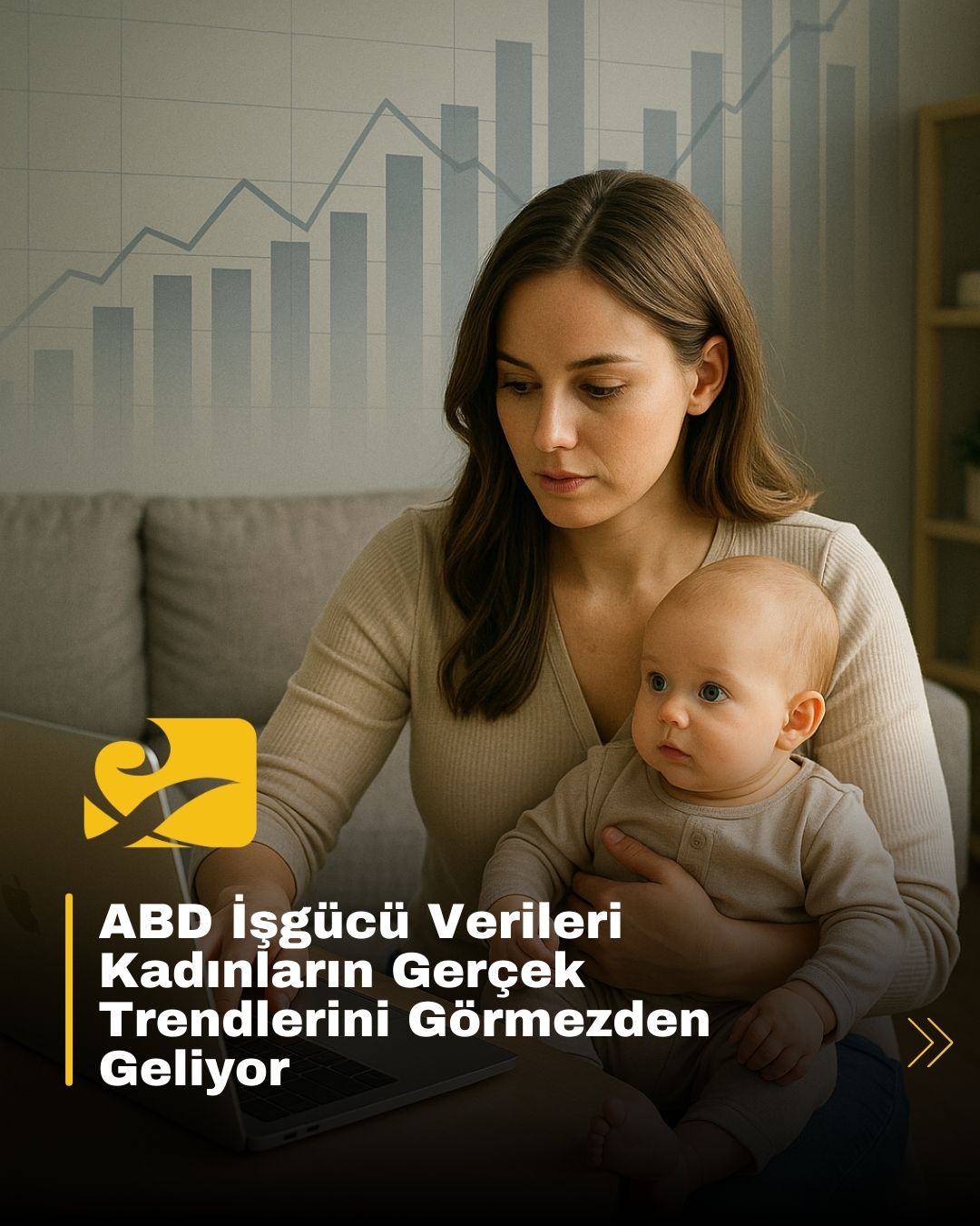 Küçük çocuğu olan çalışan annelerin işgücünden çekilişini temsil eden ofis ve çocuk bakımı temalı görsel