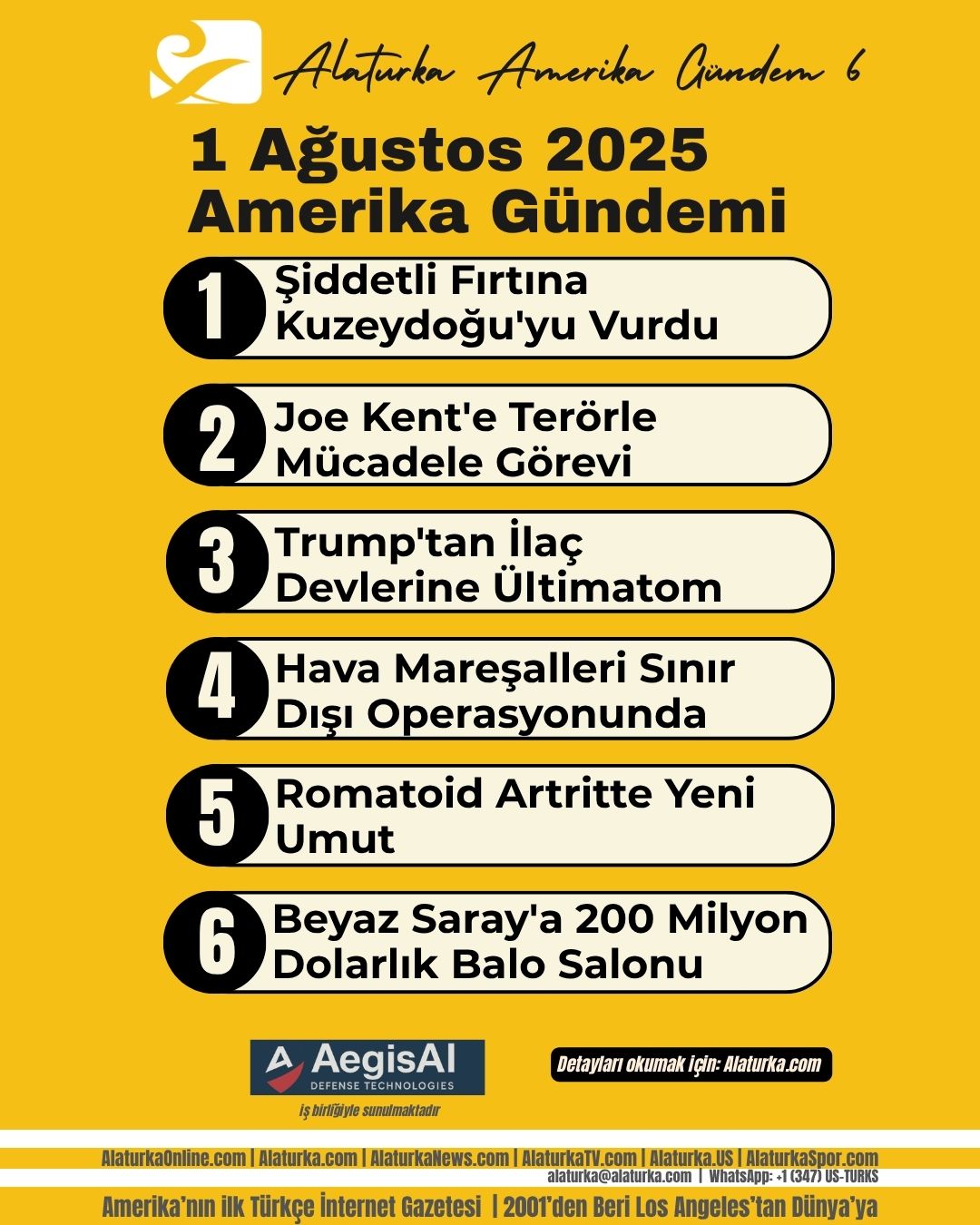 1 Ağustos 2025 | Gündem 6 – Amerika Gündeminde Öne Çıkan 6 Haber
