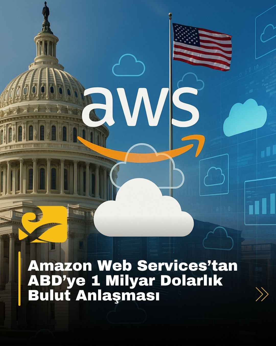 aws-abd-bulut-anlasmasi-2025 Amazon Web Services ve ABD hükümeti arasında imzalanan bulut hizmeti anlaşmasını simgeleyen görsel