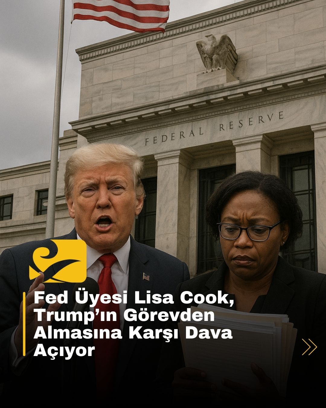 Başkan Trump’ın Fed Valisi Lisa Cook’u görevden almasını simgeleyen görsel