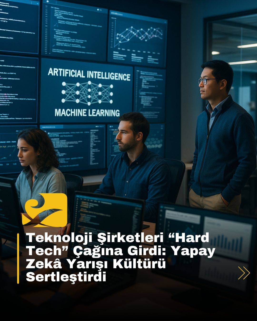 hard-tech-cagi-teknoloji Yapay zekâ odaklı yeni “hard tech” döneminde çalışan bir teknoloji ekibi