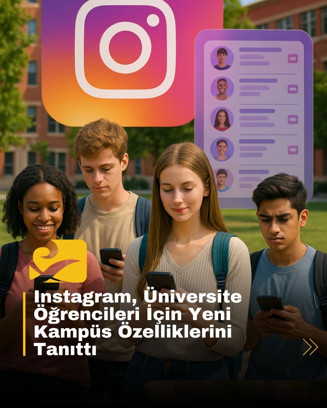 instagram-kampus-ozellikleri Instagram’ın üniversite öğrencileri için tanıttığı kampüs doğrulama ve öğrenci dizini özelliklerini simgeleyen görsel.