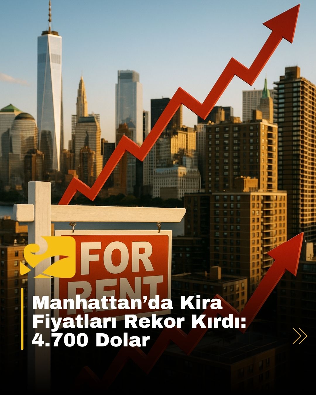 Manhattan’da kira fiyatlarının 4.700 dolara çıkarak rekor kırdığını gösteren görsel