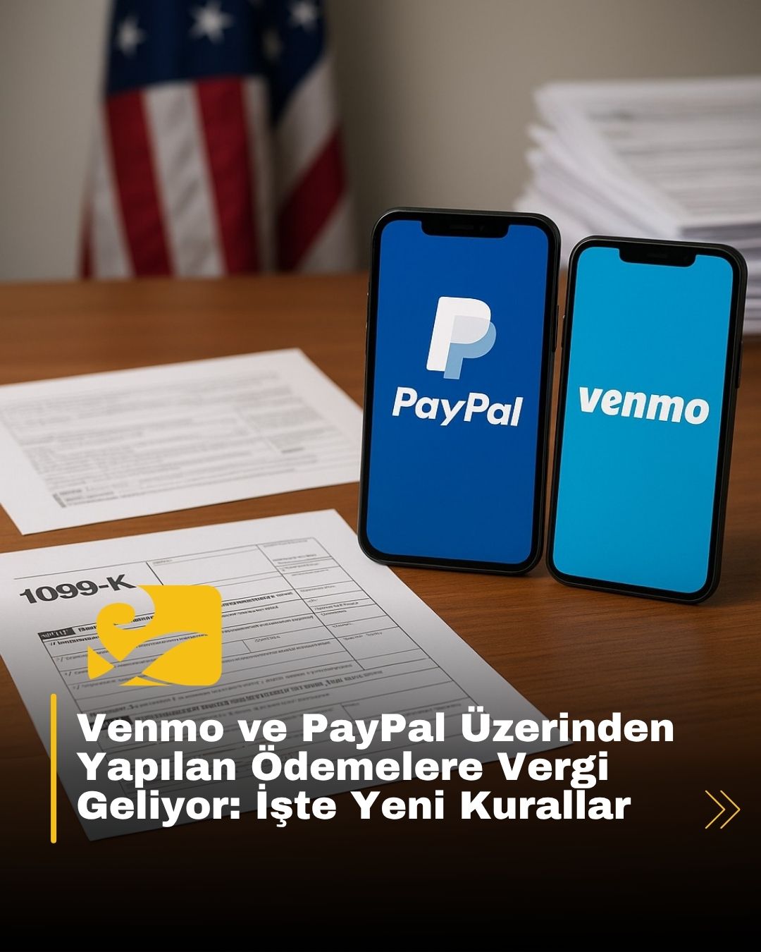 PayPal ve Venmo kullanıcılarının vergi ödemelerini gösteren sembolik görsel