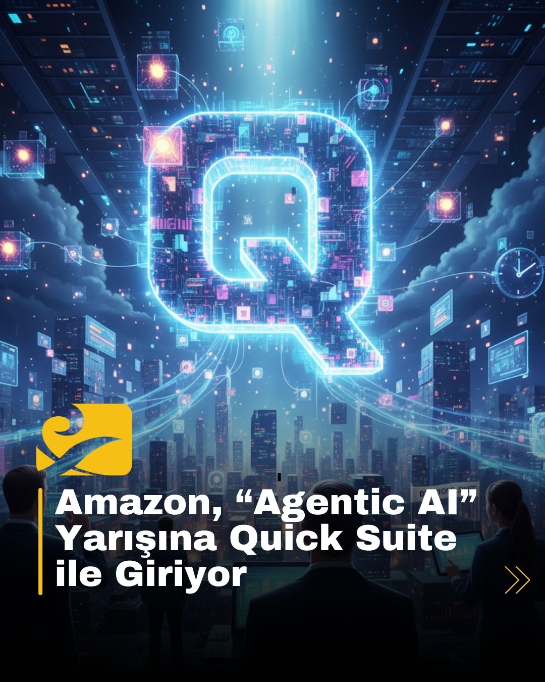 Amazon’un Quick Suite yazılımıyla agentic AI yarışına girişini anlatan görsel