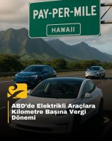 Hawaii’de elektrikli araç sürücüleri için zorunlu hale gelen kilometre başına ödeme sistemini anlatan görsel